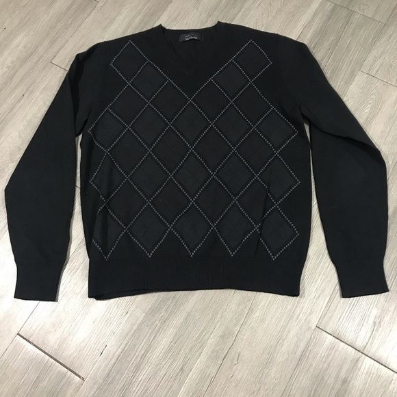 ZARA MAN Argyle V-Neck Black/Gray Sweater size M - Picture 5 of 7